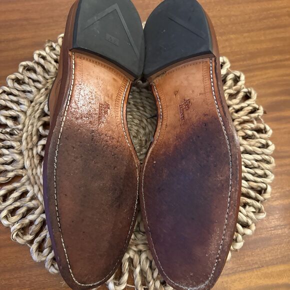 Allen Edmonds Mens Size 12 Hillcrest Leather Blucher Bicycle‑Toe Oxfords Brown - Picture 14 of 14